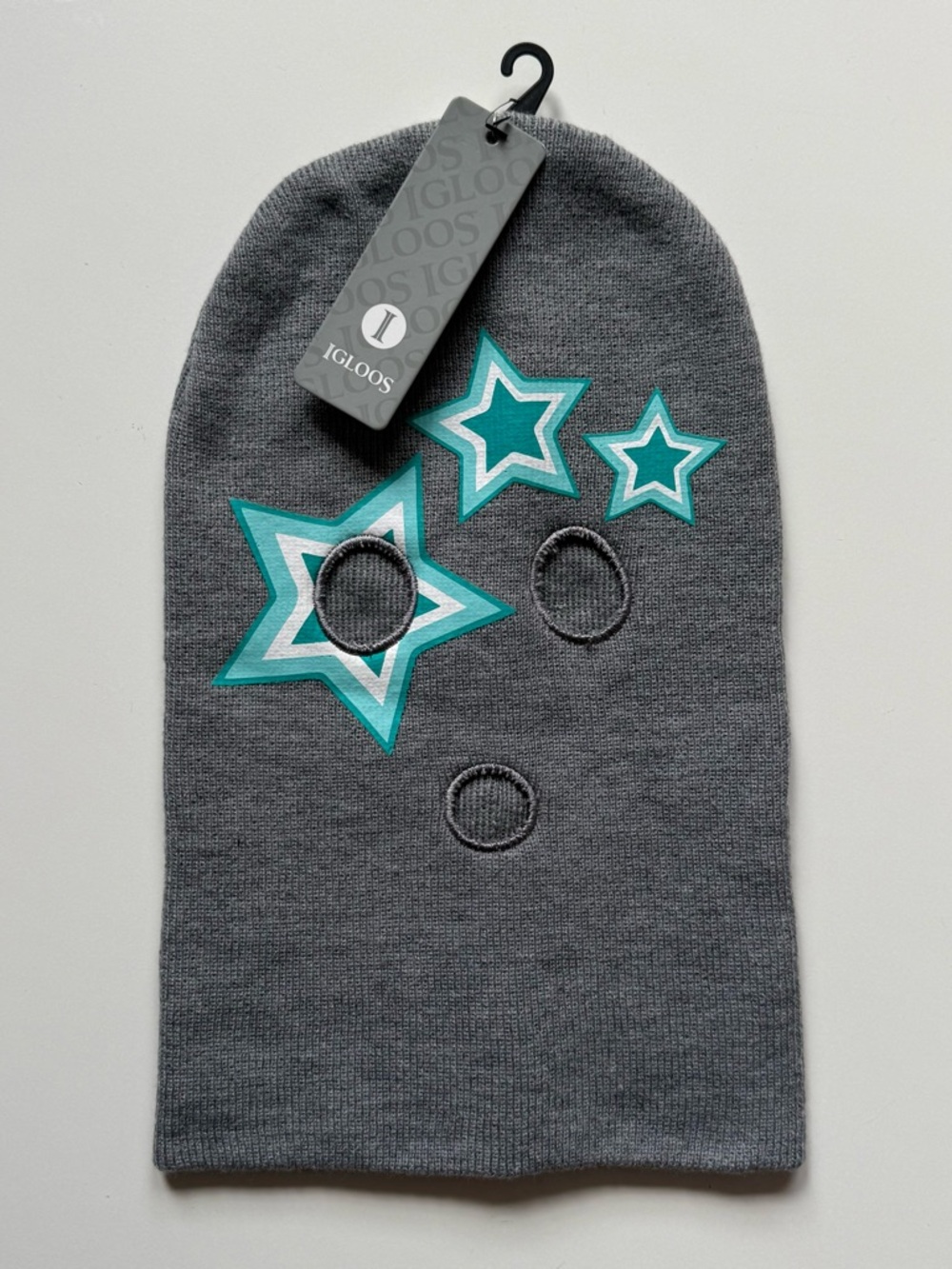 Igloos Girls Grey Balaclava w/ Blue Stars Mask on Front - OS (4-6X)